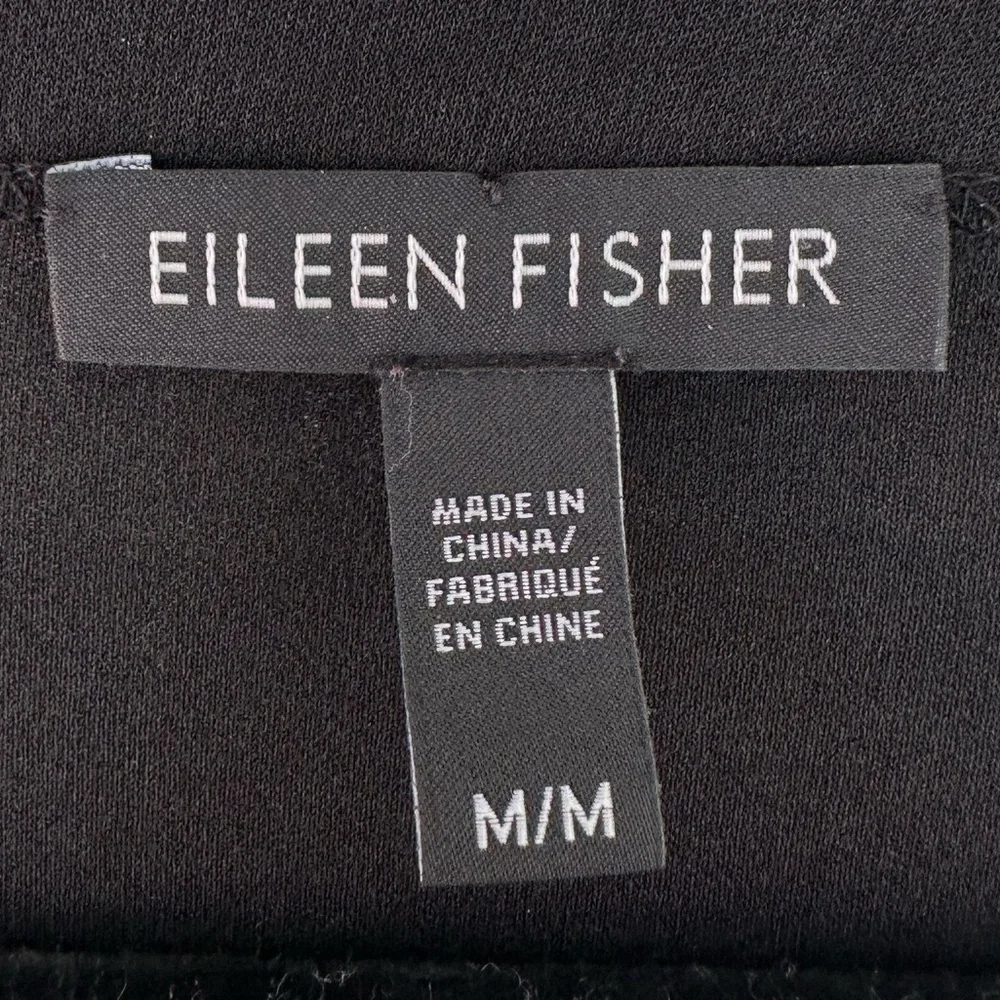 Eileen Fisher Silk Mini Dress Black Medium Long Sleeve - Picture 4 of 5